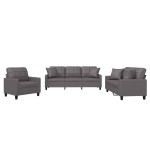 vidaXL Set de canapele cu perne, 3 piese, gri, piele ecologică vidaXL Set de canapele cu perne, 3 piese, gri, piele ecologică