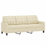 vidaXL Set de canapele cu perne, 4 piese, crem, piele ecologică vidaXL Set de canapele cu perne, 4 piese, crem, piele ecologică