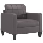 vidaXL Set de canapele cu perne, 4 piese, gri, piele ecologică