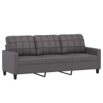 vidaXL Set de canapele cu perne, 4 piese, gri, piele ecologică