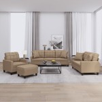 vidaXL Set de canapele cu perne, 4 piese, cappuccino, piele ecologică vidaXL Set de canapele cu perne, 4 piese, cappuccino, piele ecologică