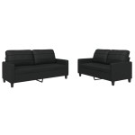 vidaXL Set de canapele cu perne, 2 piese, negru, piele ecologică vidaXL Set de canapele cu perne, 2 piese, negru, piele ecologică