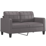 vidaXL Set de canapele cu perne, 2 piese, gri, piele ecologică