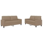 vidaXL Set de canapele cu perne, 2 piese, cappuccino, piele ecologică