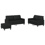 vidaXL Set de canapele cu perne, 3 piese, negru, piele ecologică vidaXL Set de canapele cu perne, 3 piese, negru, piele ecologică