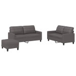 vidaXL Set de canapele cu perne, 3 piese, gri, piele ecologică vidaXL Set de canapele cu perne, 3 piese, gri, piele ecologică