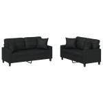 vidaXL Set de canapele cu perne, 2 piese, negru, piele ecologică