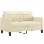 vidaXL Set de canapele cu perne, 2 piese, crem, piele ecologică