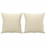 vidaXL Set de canapele cu perne, 2 piese, crem, piele ecologică