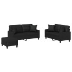 vidaXL Set de canapele cu perne, 3 piese, negru, piele ecologică vidaXL Set de canapele cu perne, 3 piese, negru, piele ecologică