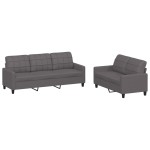vidaXL Set de canapele cu perne, 2 piese, gri, piele ecologică