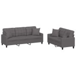 vidaXL Set de canapele cu perne, 2 piese, gri, piele ecologică vidaXL Set de canapele cu perne, 2 piese, gri, piele ecologică