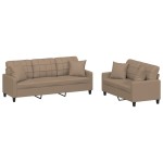 vidaXL Set de canapele cu perne, 2 piese, cappuccino, piele ecologică vidaXL Set de canapele cu perne, 2 piese, cappuccino, piele ecologică