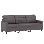 vidaXL Set de canapele cu perne, 3 piese, gri, piele ecologică vidaXL Set de canapele cu perne, 3 piese, gri, piele ecologică