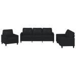 vidaXL Set de canapele cu perne, 3 piese, negru, piele ecologică vidaXL Set de canapele cu perne, 3 piese, negru, piele ecologică