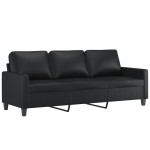 vidaXL Set de canapele cu perne, 3 piese, negru, piele ecologică vidaXL Set de canapele cu perne, 3 piese, negru, piele ecologică