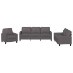 vidaXL Set de canapele cu perne, 3 piese, gri, piele ecologică vidaXL Set de canapele cu perne, 3 piese, gri, piele ecologică