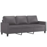 vidaXL Set de canapele cu perne, 3 piese, gri, piele ecologică vidaXL Set de canapele cu perne, 3 piese, gri, piele ecologică
