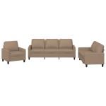 vidaXL Set de canapele cu perne, 3 piese, cappuccino, piele ecologică vidaXL Set de canapele cu perne, 3 piese, cappuccino, piele ecologică