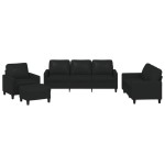 vidaXL Set de canapele cu perne, 4 piese, negru, piele ecologică