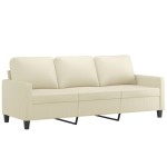 vidaXL Set de canapele cu perne, 4 piese, crem, piele ecologică