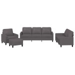 vidaXL Set de canapele cu perne, 4 piese, gri, piele ecologică