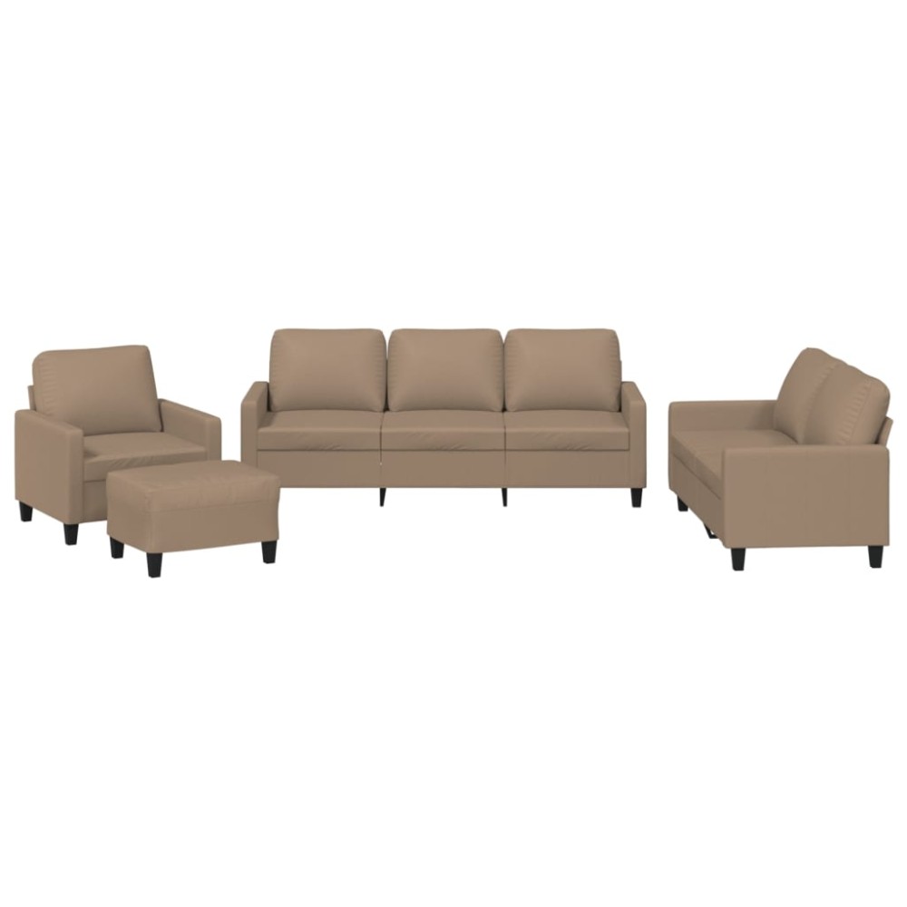 vidaXL Set de canapele cu perne, 4 piese, cappuccino, piele ecologică