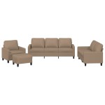 vidaXL Set de canapele cu perne, 4 piese, cappuccino, piele ecologică vidaXL Set de canapele cu perne, 4 piese, cappuccino, piele ecologică