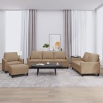 vidaXL Set de canapele cu perne, 4 piese, cappuccino, piele ecologică vidaXL Set de canapele cu perne, 4 piese, cappuccino, piele ecologică