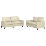 vidaXL Set de canapele cu perne, 2 piese, crem, piele ecologică vidaXL Set de canapele cu perne, 2 piese, crem, piele ecologică