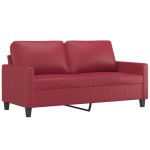 vidaXL Set de canapele cu perne, 2 piese, roșu vin, piele ecologică vidaXL Set de canapele cu perne, 2 piese, roșu vin, piele ecologică