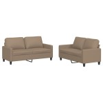 vidaXL Set de canapele cu perne, 2 piese, cappuccino, piele ecologică