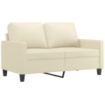 vidaXL Set de canapele cu perne, 2 piese, crem, piele ecologică