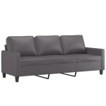 vidaXL Set de canapele cu perne, 3 piese, gri, piele ecologică vidaXL Set de canapele cu perne, 3 piese, gri, piele ecologică