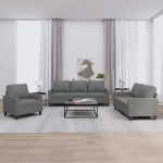 vidaXL Set de canapele cu perne, 3 piese, gri închis, textil vidaXL Set de canapele cu perne, 3 piese, gri închis, textil