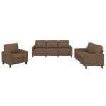 vidaXL Set de canapele cu perne, 3 piese, maro, textil vidaXL Set de canapele cu perne, 3 piese, maro, textil