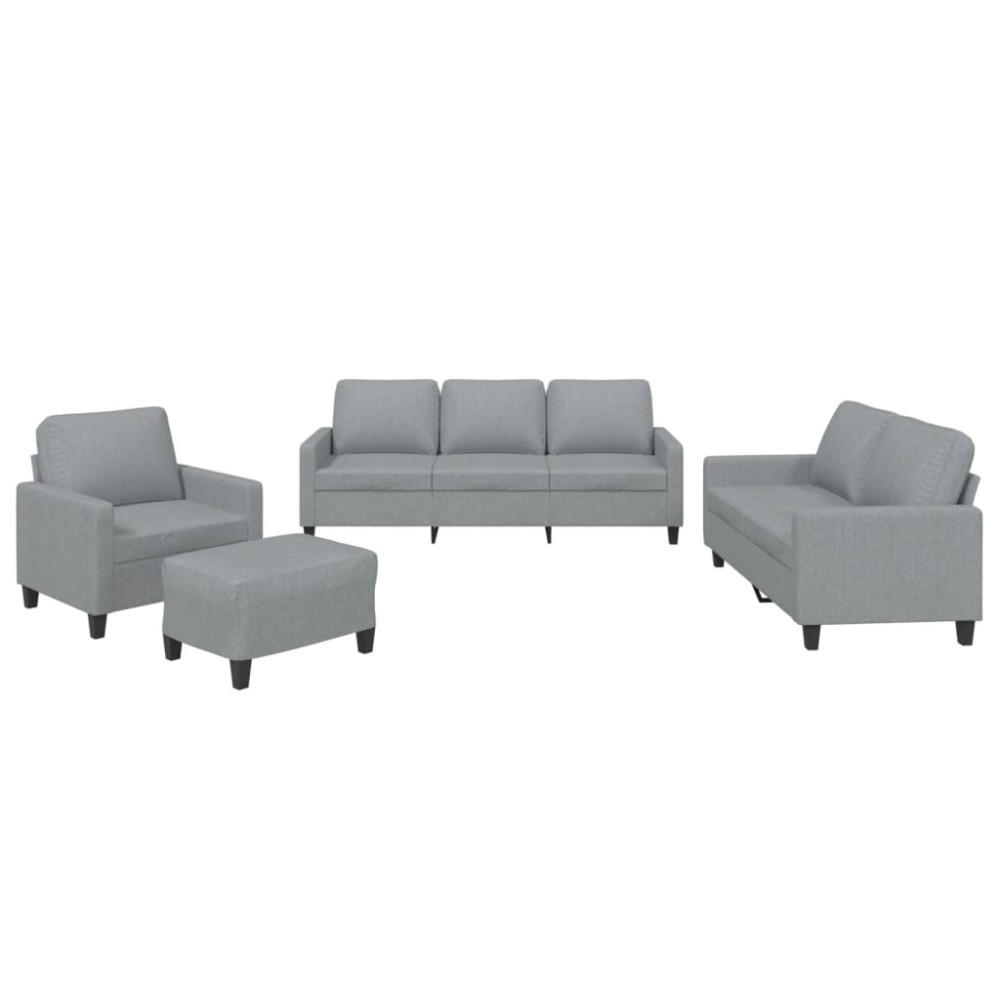 vidaXL Set de canapele cu perne, 4 piese, gri deschis, textil