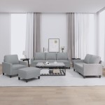 vidaXL Set de canapele cu perne, 4 piese, gri deschis, textil vidaXL Set de canapele cu perne, 4 piese, gri deschis, textil