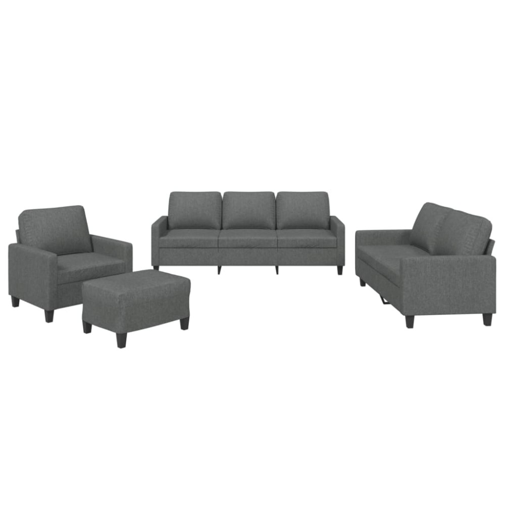 vidaXL Set de canapele cu perne, 4 piese, gri închis, textil
