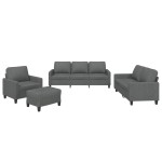 vidaXL Set de canapele cu perne, 4 piese, gri închis, textil