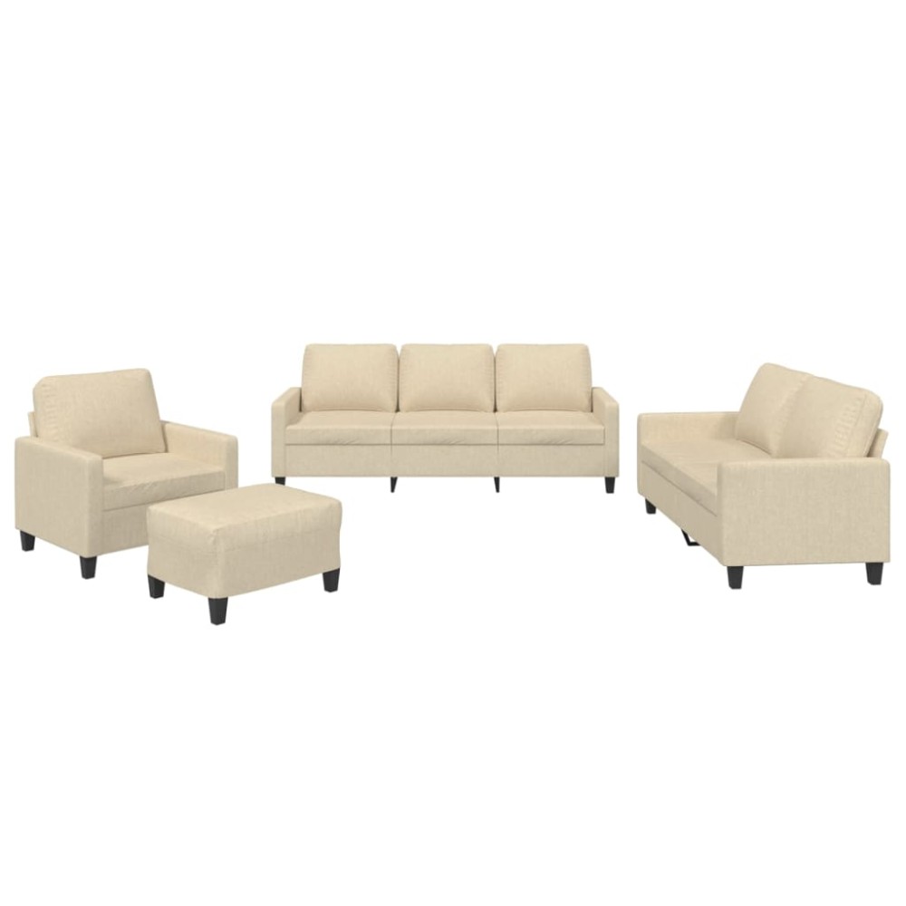 vidaXL Set de canapele cu perne, 4 piese, crem, textil