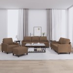 vidaXL Set de canapele cu perne, 4 piese, maro, textil vidaXL Set de canapele cu perne, 4 piese, maro, textil