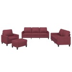 vidaXL Set canapea cu perne, 4 piese, roșu vin, material textil
