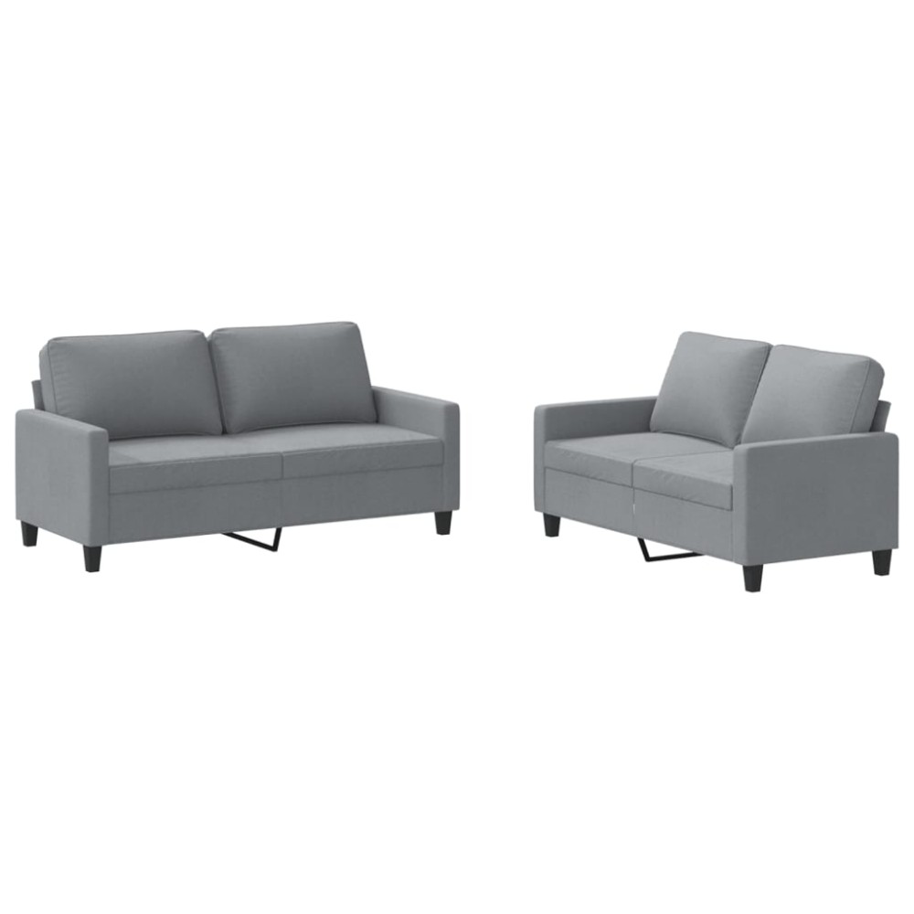 vidaXL Set de canapele cu perne, 2 piese, gri deschis, textil