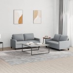 vidaXL Set de canapele cu perne, 2 piese, gri deschis, textil vidaXL Set de canapele cu perne, 2 piese, gri deschis, textil