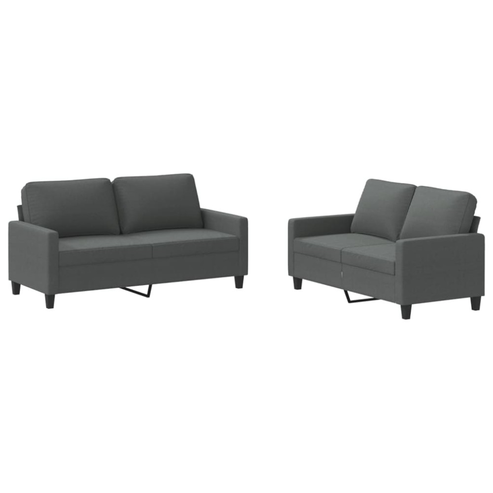 vidaXL Set de canapele cu perne, 2 piese, gri închis, textil