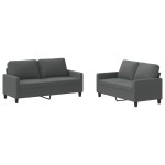 vidaXL Set de canapele cu perne, 2 piese, gri închis, textil