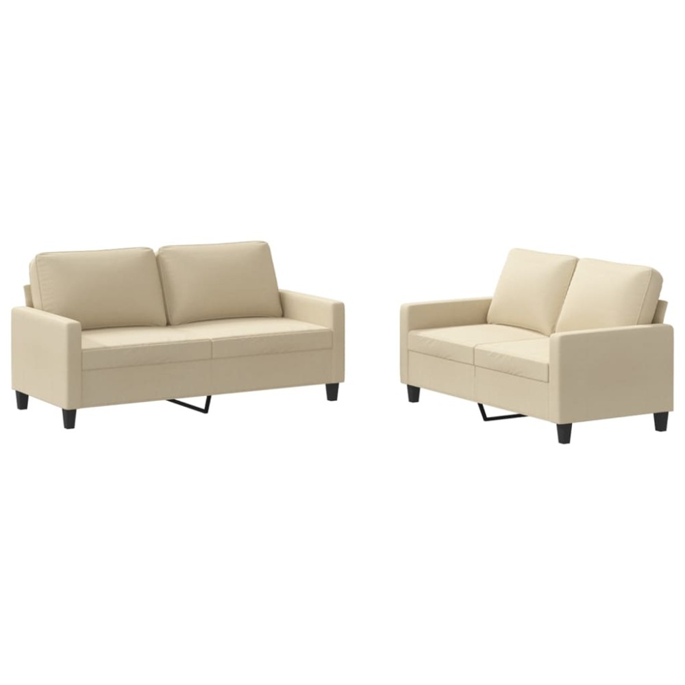 vidaXL Set de canapele cu perne, 2 piese, crem, textil