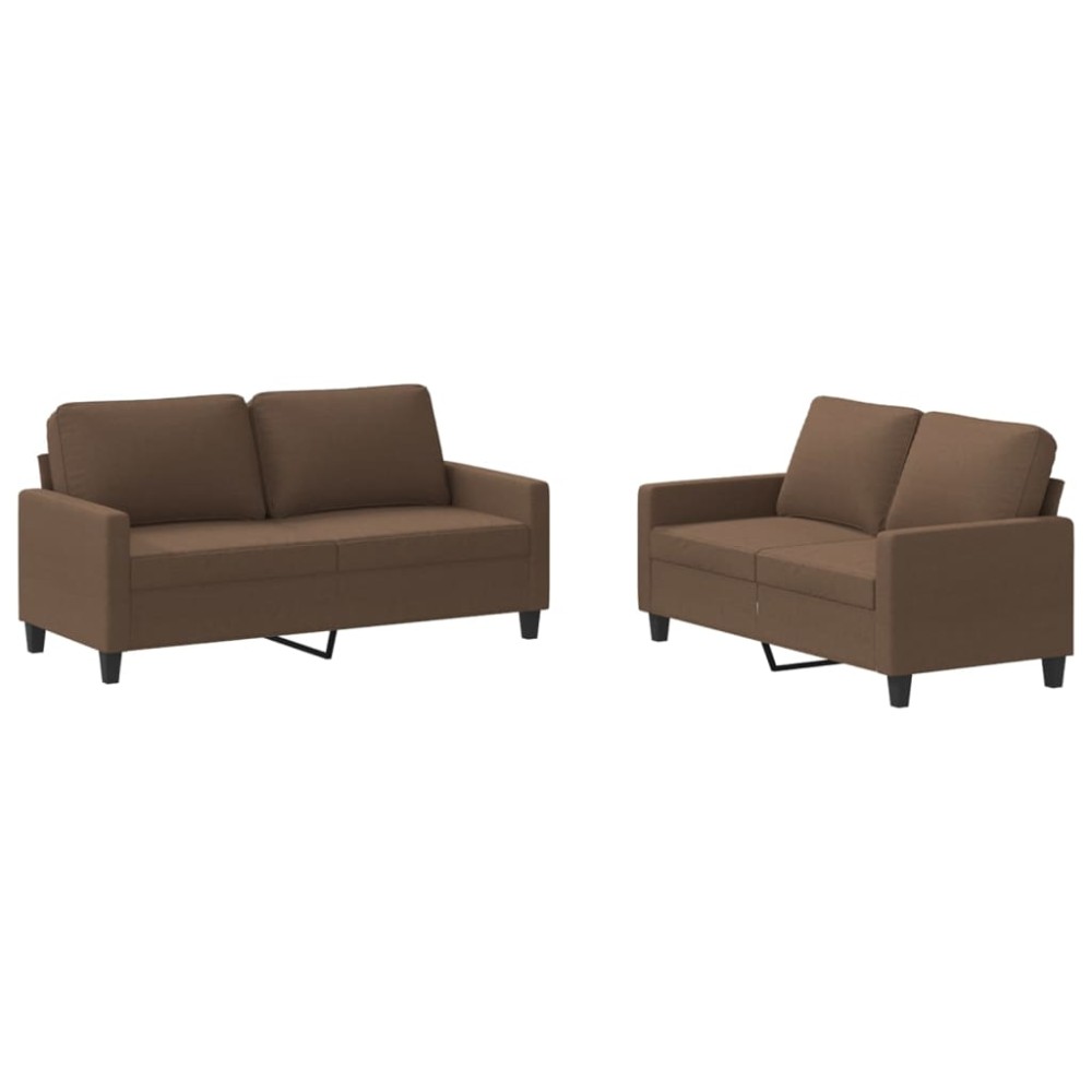 vidaXL Set de canapele cu perne, 2 piese, maro, textil
