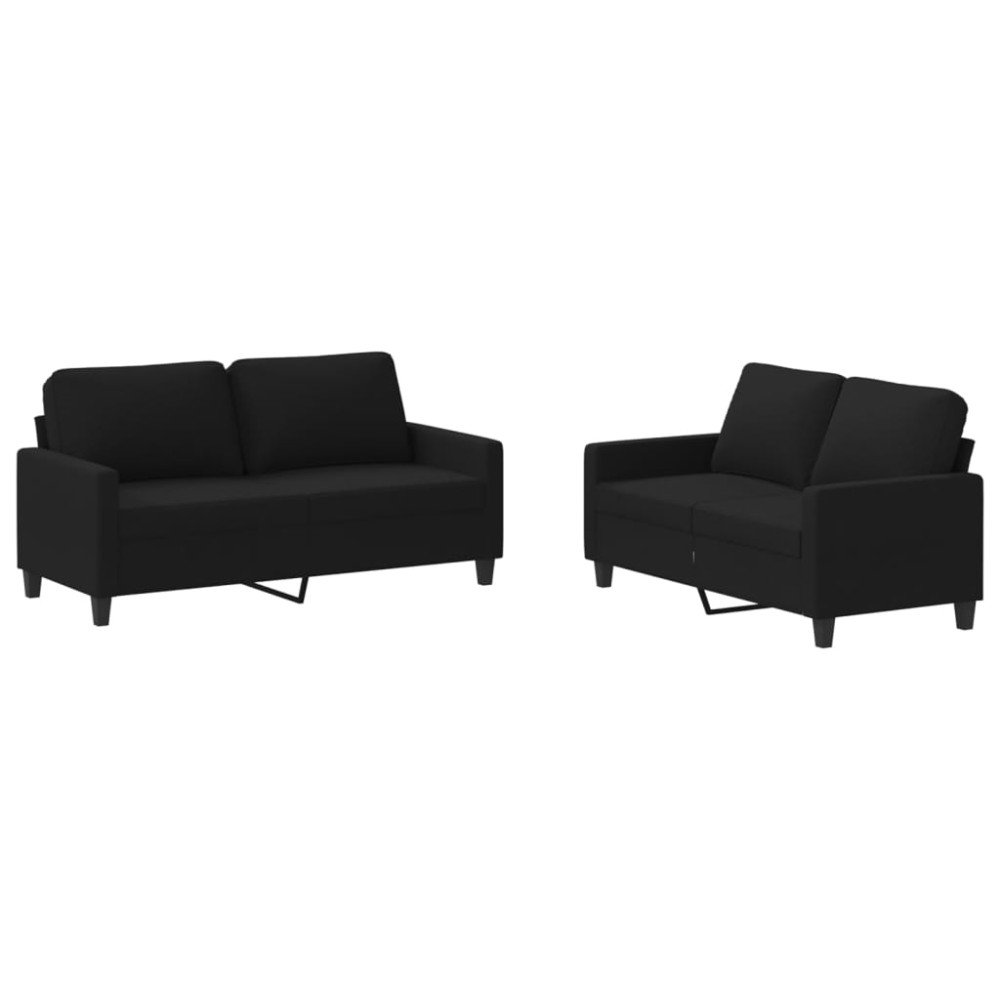 vidaXL Set de canapele cu perne, 2 piese, negru, textil